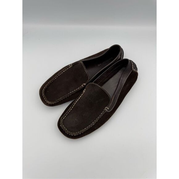 Banana Republic Mens Brown Suede Leather Square Toe Loafer Driving Shoes Sz 8.5 - Picture 1 of 9